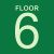 Sign, FLOOR 6, Stairwell Identifier, Photoluminescent